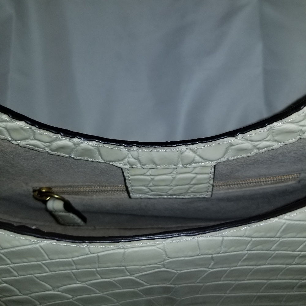 STAUD Cream Croc-Embossed Crescent Shoulder Bag - Picture 3 of 7